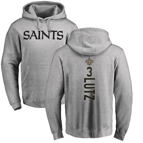 Men New Orleans Saints Ash Wil Lutz Backer NFL Football #3 Pullover Hoodie Sweatshirts